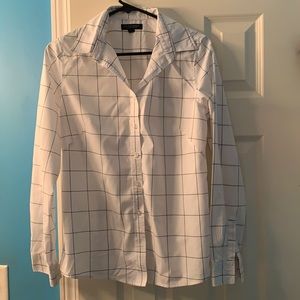White and Black Banana Republic Button-Down Blouse